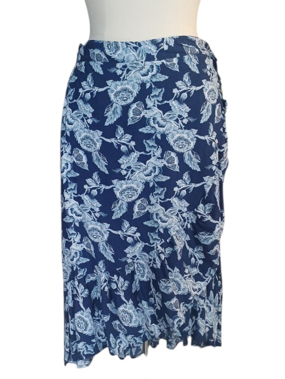 Nicole Miller Navy and White Floral Maxi Skirt